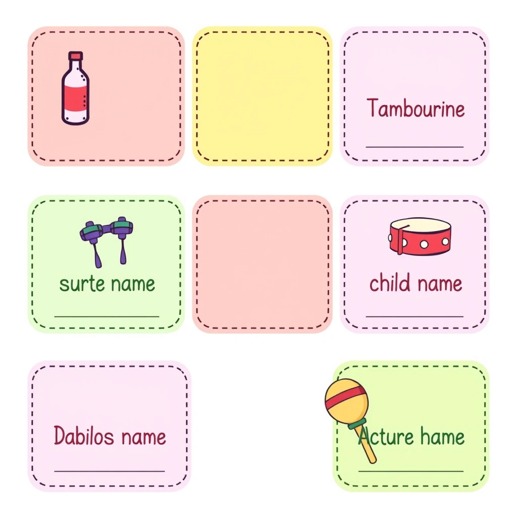 Szablon: etykietki na instrumenty - Szablony - Dzień Dziadka