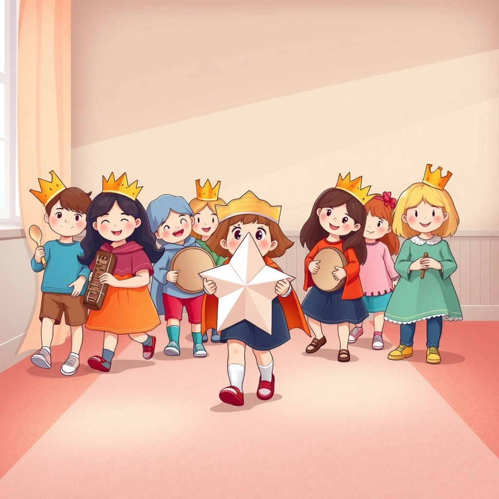 Ilustracja: Dzieci w orszaku idą za gwiazdą - Materiały - Trzech Króli