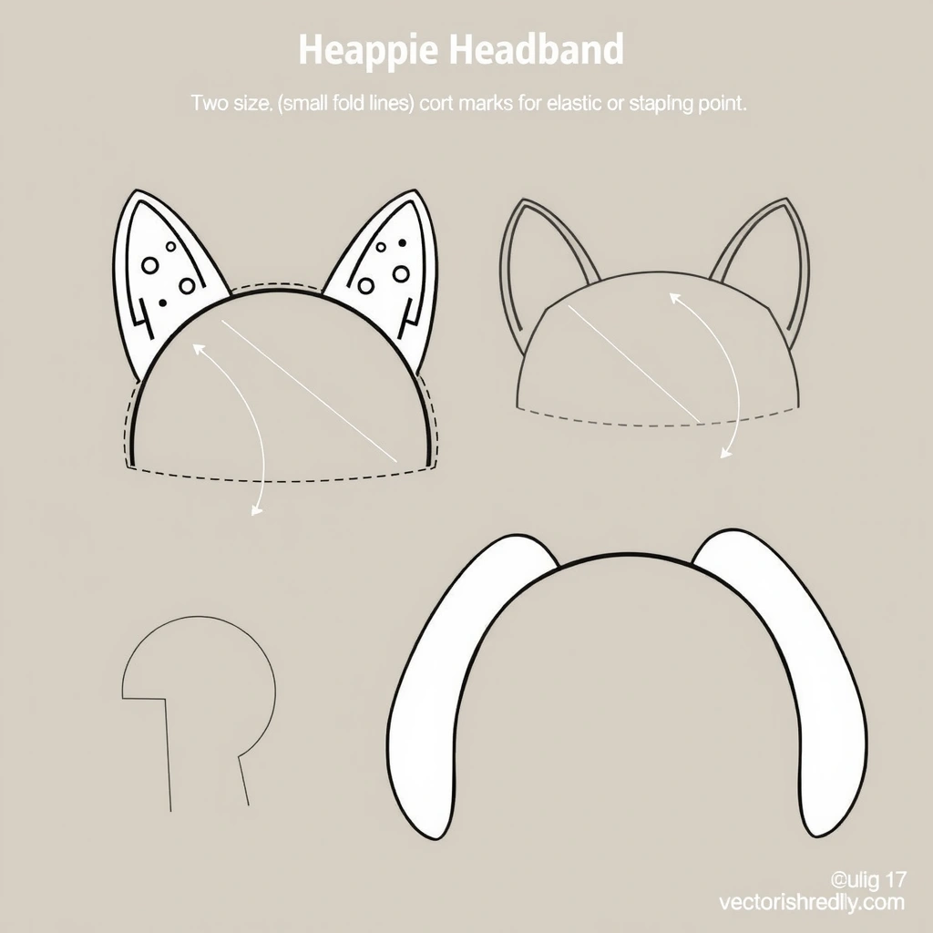 Szablon opasek z uszkami - Szablony - Dzień Kundelka