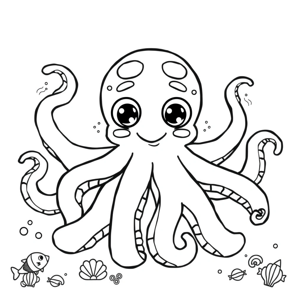 Kolorowanka: Ośmiornica z mackami - Kolorowanki - Dzień Ośmiornicy