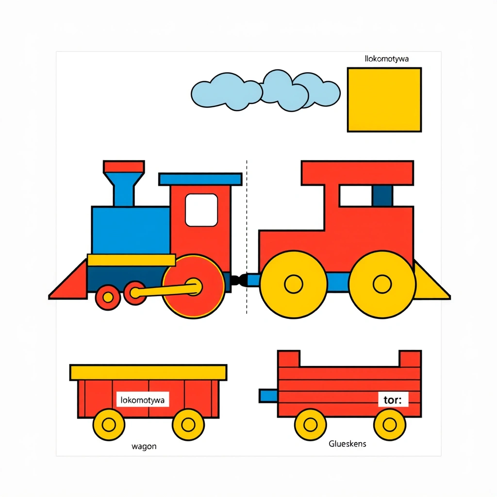Kartonowa lokomotywa (szablon do druku) - Szablony - Dzień Maszynisty