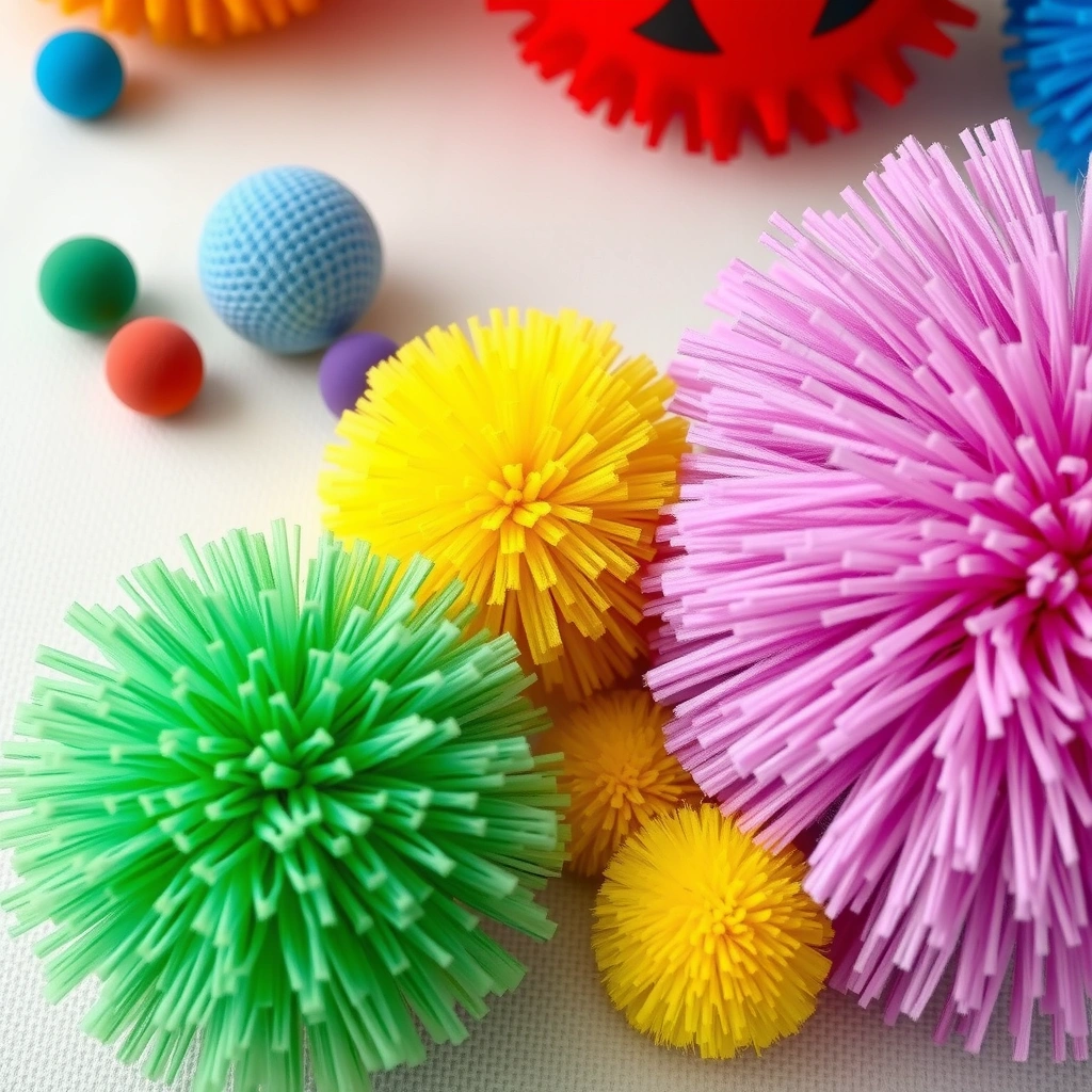 Zdjęcie materiałów: piłeczki sensoryczne i pompony - Materiały - Dzień Maszynisty