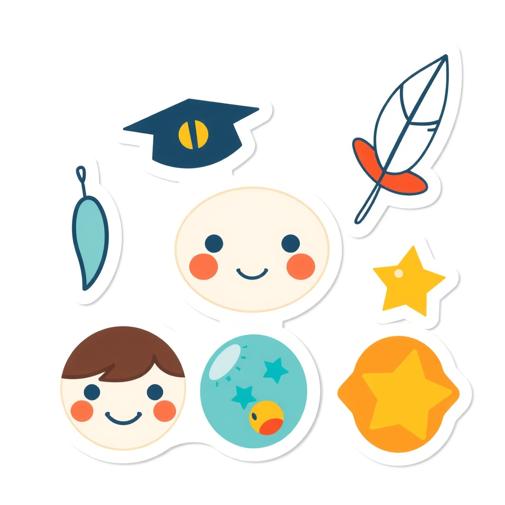 Naklejki: Ikony książek i dźwięków - Materiały - Dzień Bibliotekarza i Bibliotek