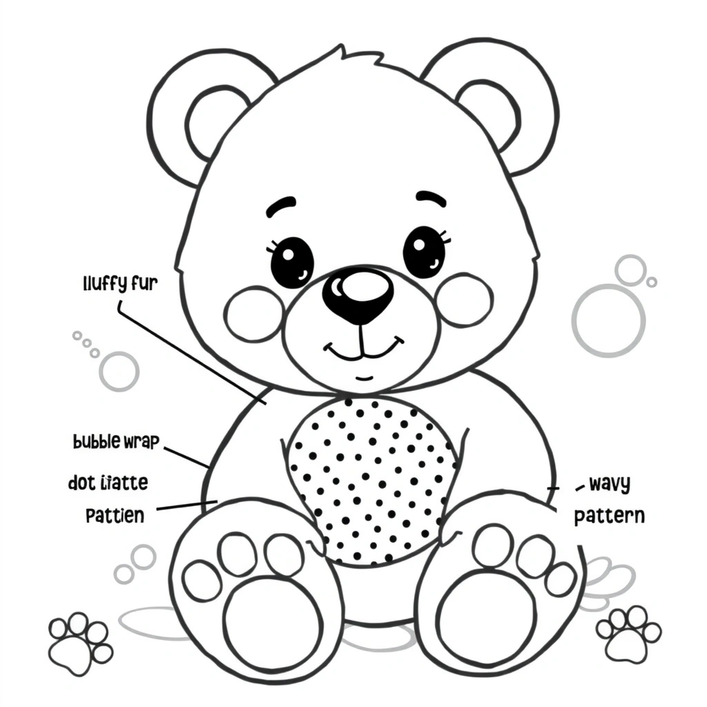 Kolorowanka: Misiu z teksturami - Kolorowanki - Dzień Pluszowego Misia (Polski)