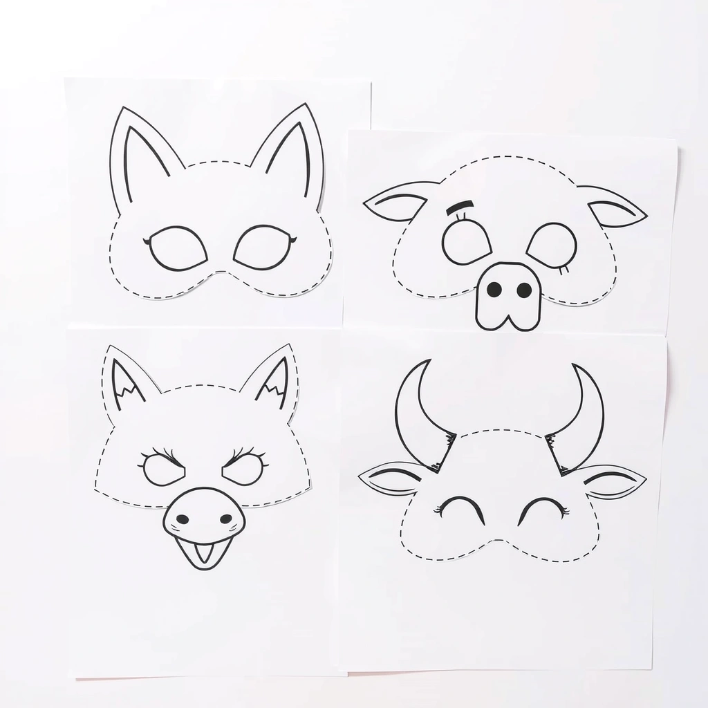 Szablony uszu i masek do wycięcia - Szablony - Dzień Języków Obcych