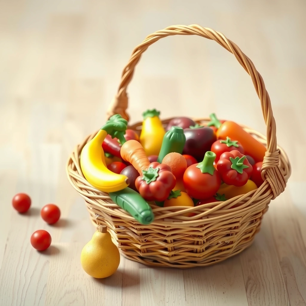 Ilustracja koszyka z zabawkowymi owocami - Materiały - Dzień Owoców i Warzyw