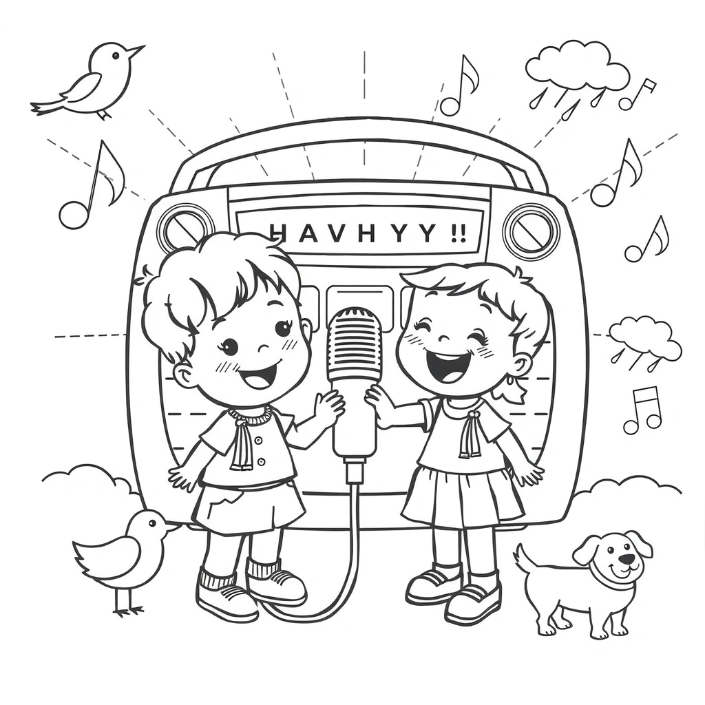 Kolorowanka 'Radio i dźwięki' - Kolorowanki - Dzień Radia