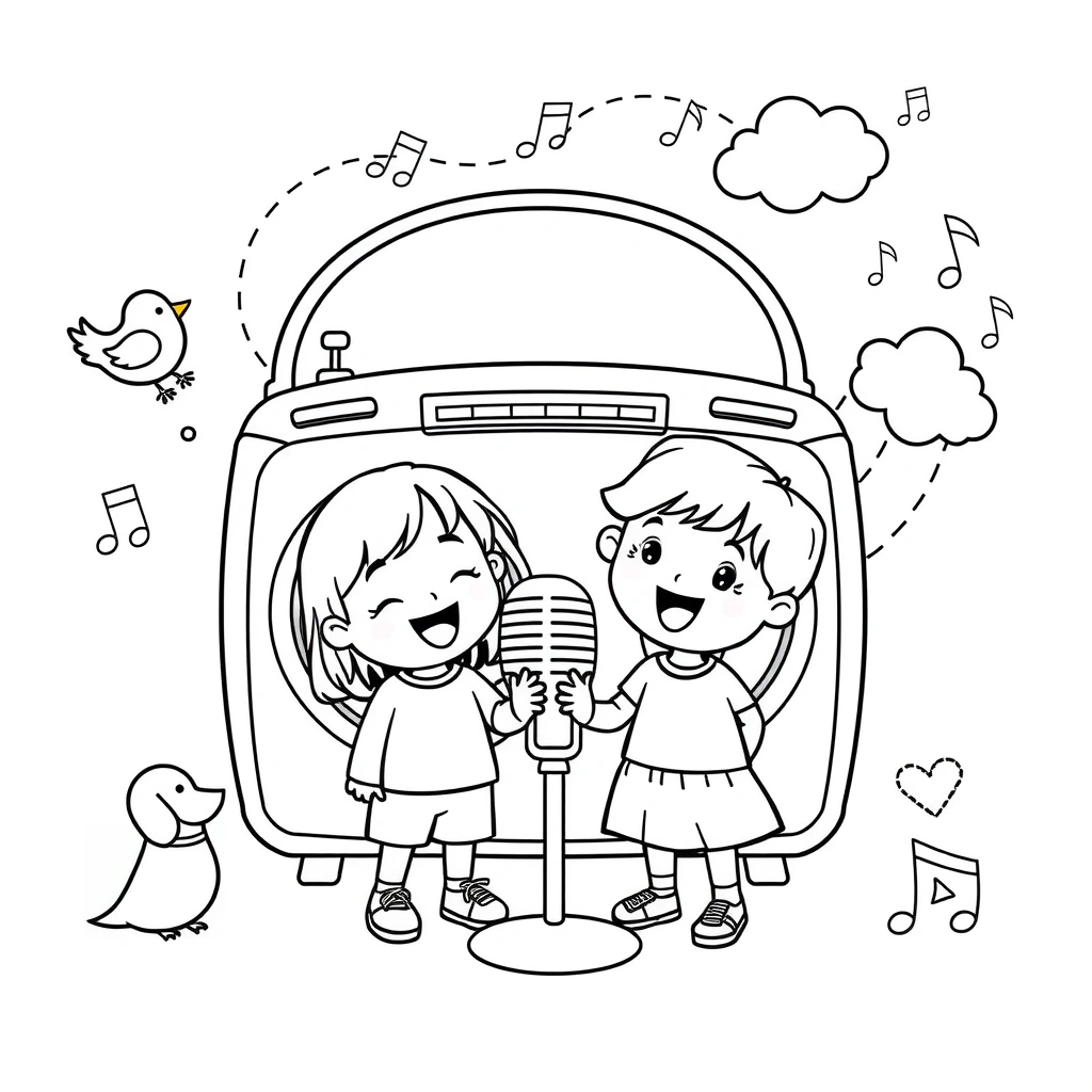 Kolorowanka 'Radio i dźwięki' - Kolorowanki - Dzień Radia