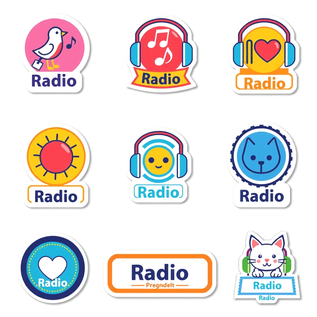 Wydruki 'stacje radiowe' — naklejki / loga - Szablony - Dzień Radia