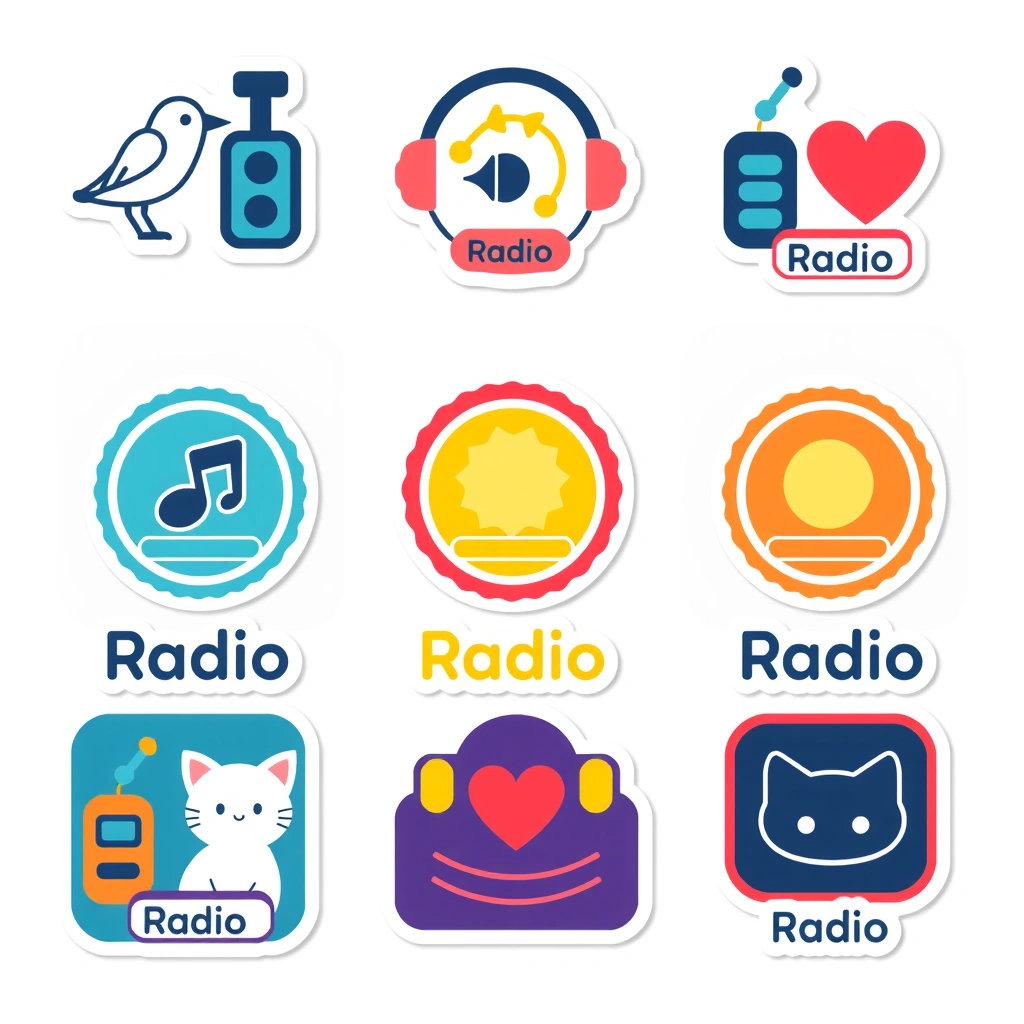 Wydruki 'stacje radiowe' — naklejki / loga - Szablony - Dzień Radia