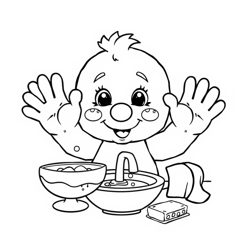Kolorowanka z maskotką - Kolorowanki - Dzień Mycia Rąk
