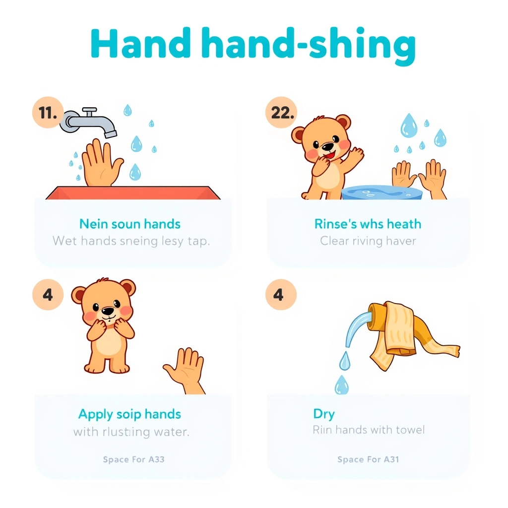 Plakat krok po kroku — Myjemy rączki - Szablony - Dzień Mycia Rąk