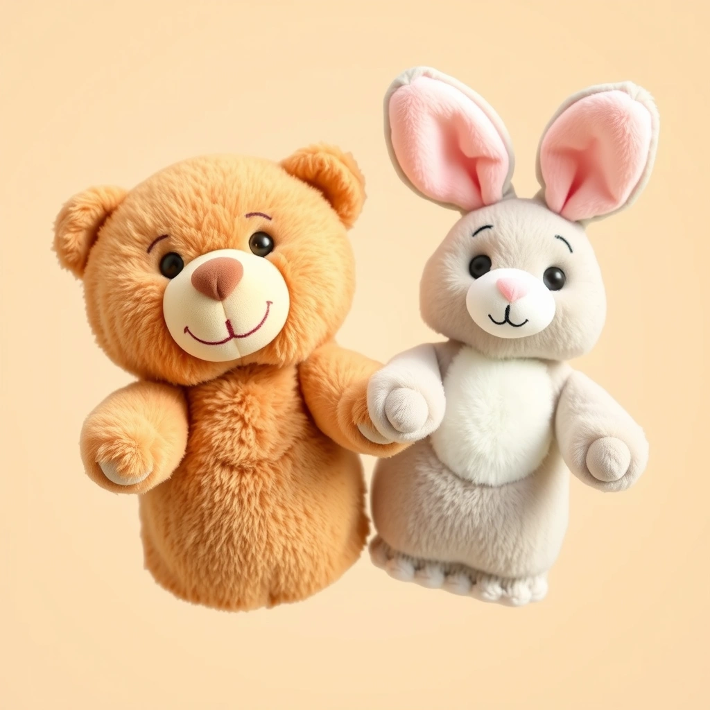 Pacynki: miś i króliczek - Materiały - Walentynki