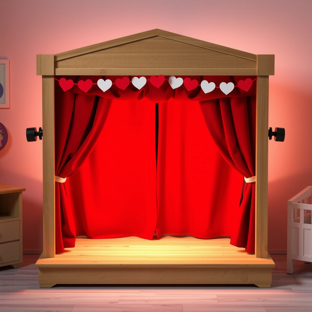 Scenka teatrzyku pacynkowego - Materiały - Walentynki