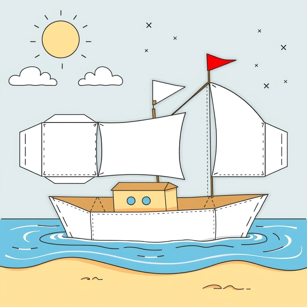 Szablon kartonowej łódki do składania i dekoracji - Szablony - Dzień Rybaka