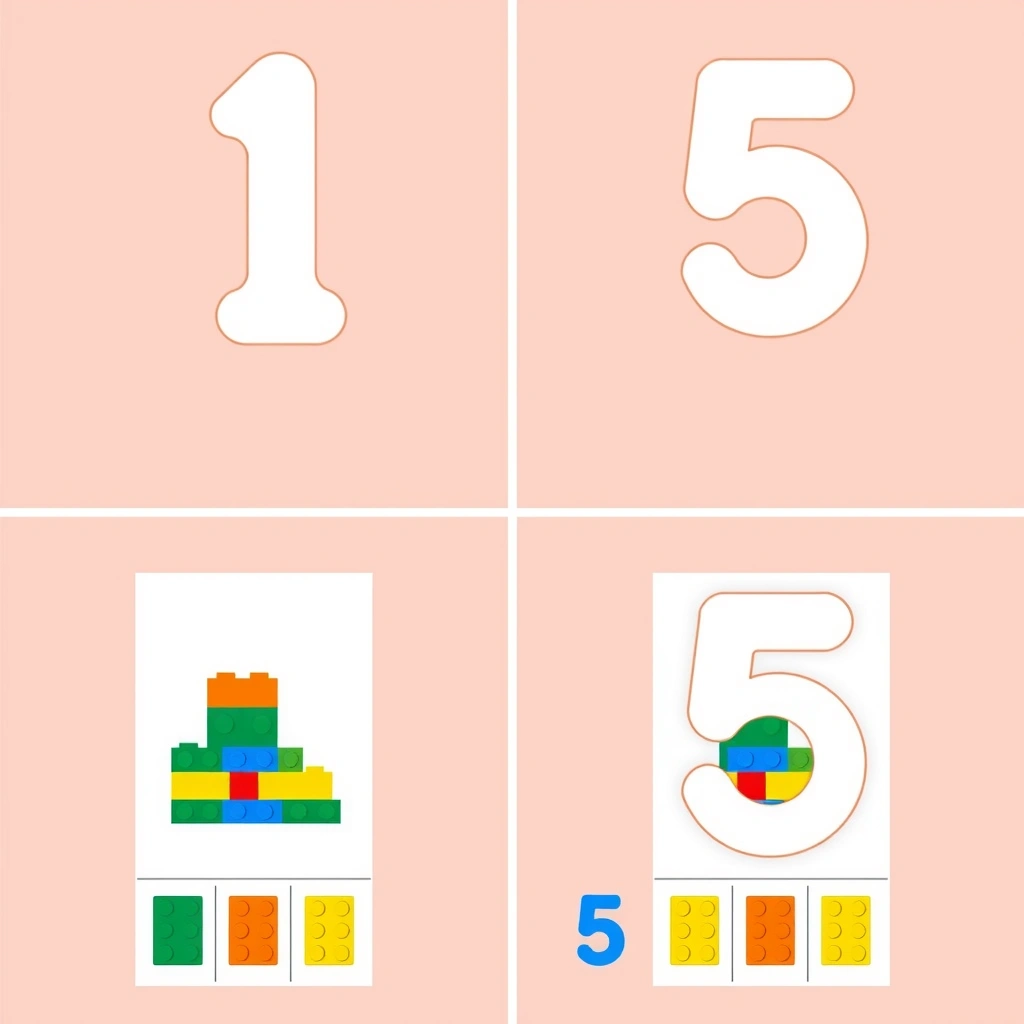 Karty liczbowe 1–5 (klocki) - Szablony - Dzień Klocków LEGO