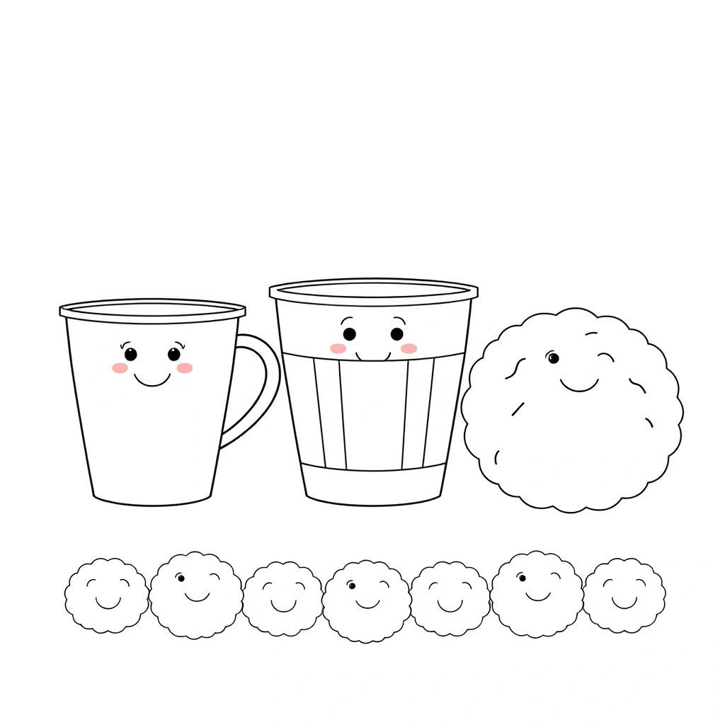 Kolorowanka — Kubeczki i pompony - Kolorowanki - Dzień Przedszkolaka