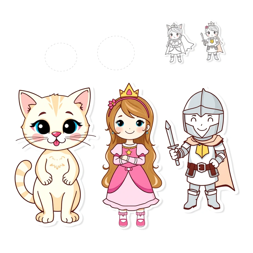 Naklejki z postaciami - Kolorowanki - Dzień Postaci z Bajek