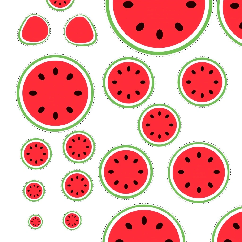Szablony plasterków arbuza do wycięcia (naklejanki) - Szablony - Dzień Arbuza