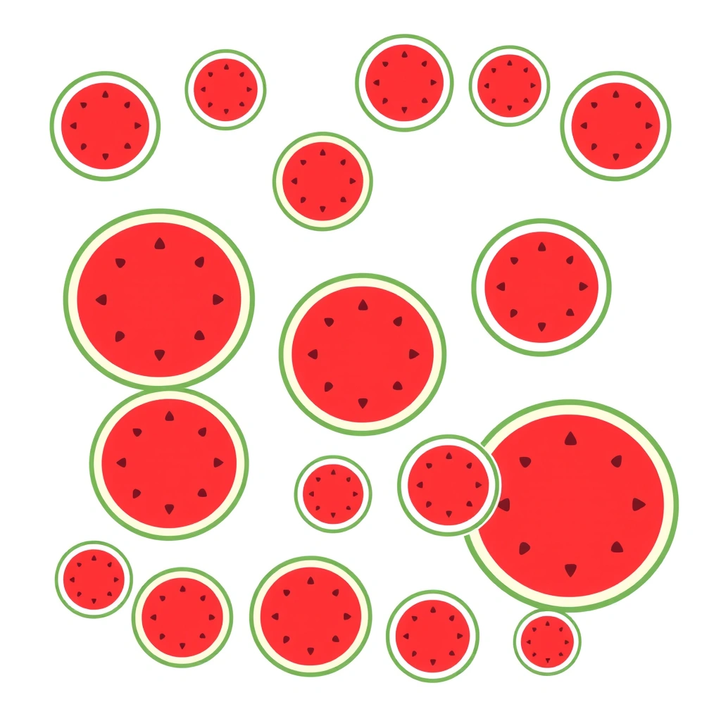 Szablony plasterków arbuza do wycięcia (naklejanki) - Szablony - Dzień Arbuza