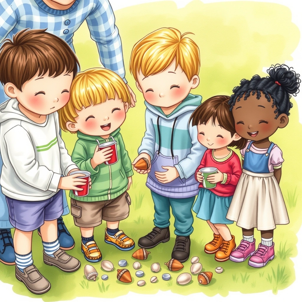 Dzieci szukające guzików na zewnątrz - Materiały - Dzień Guzika