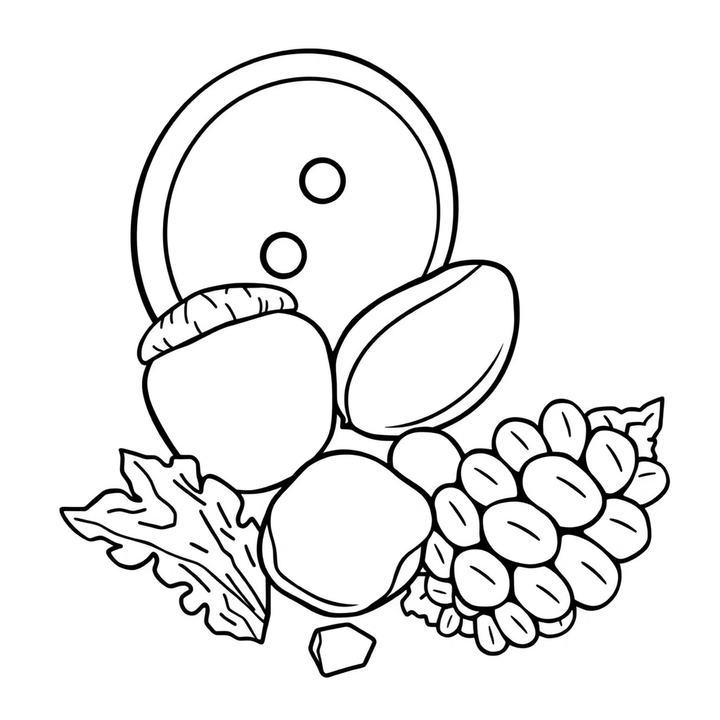 Kolorowanka: guzik i skarby natury - Kolorowanki - Dzień Guzika