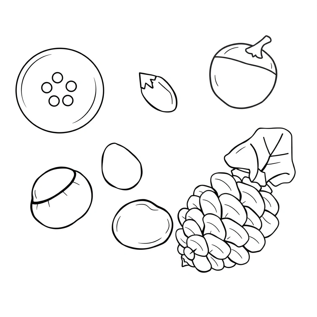 Kolorowanka: guzik i skarby natury - Kolorowanki - Dzień Guzika