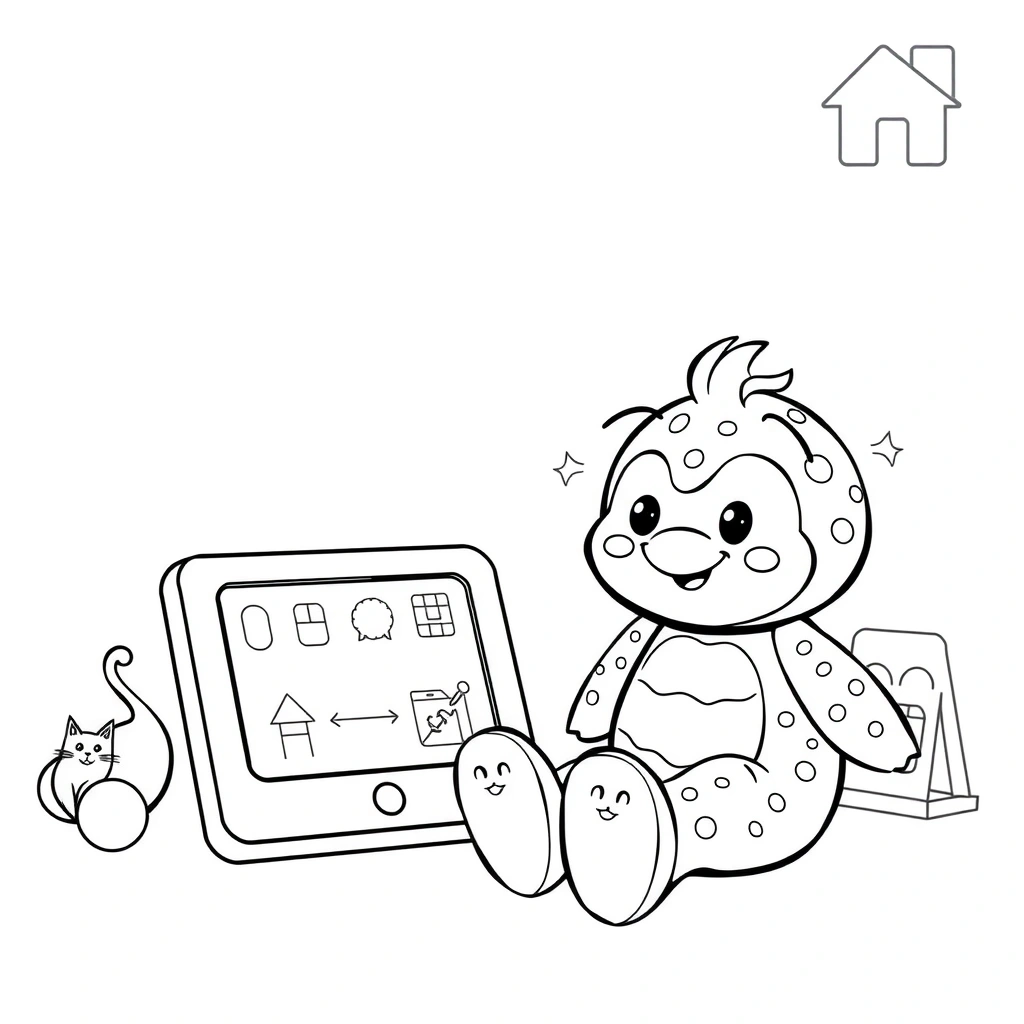 Kolorowanka - Netuś z urządzeniami - Kolorowanki - Dzień Bezpiecznego Internetu