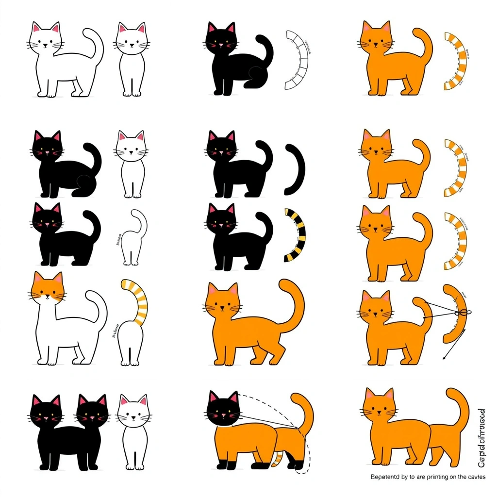 Kocia mozaika — paski do układania wzorów - Szablony - Dzień Kota (międzynarodowy)