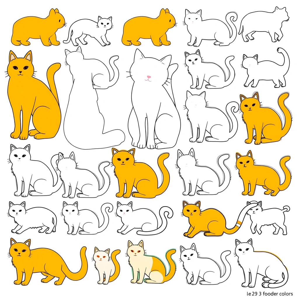 Szablon — Wycinanki kotków (kolorowe) - Szablony - Dzień Kota (międzynarodowy)