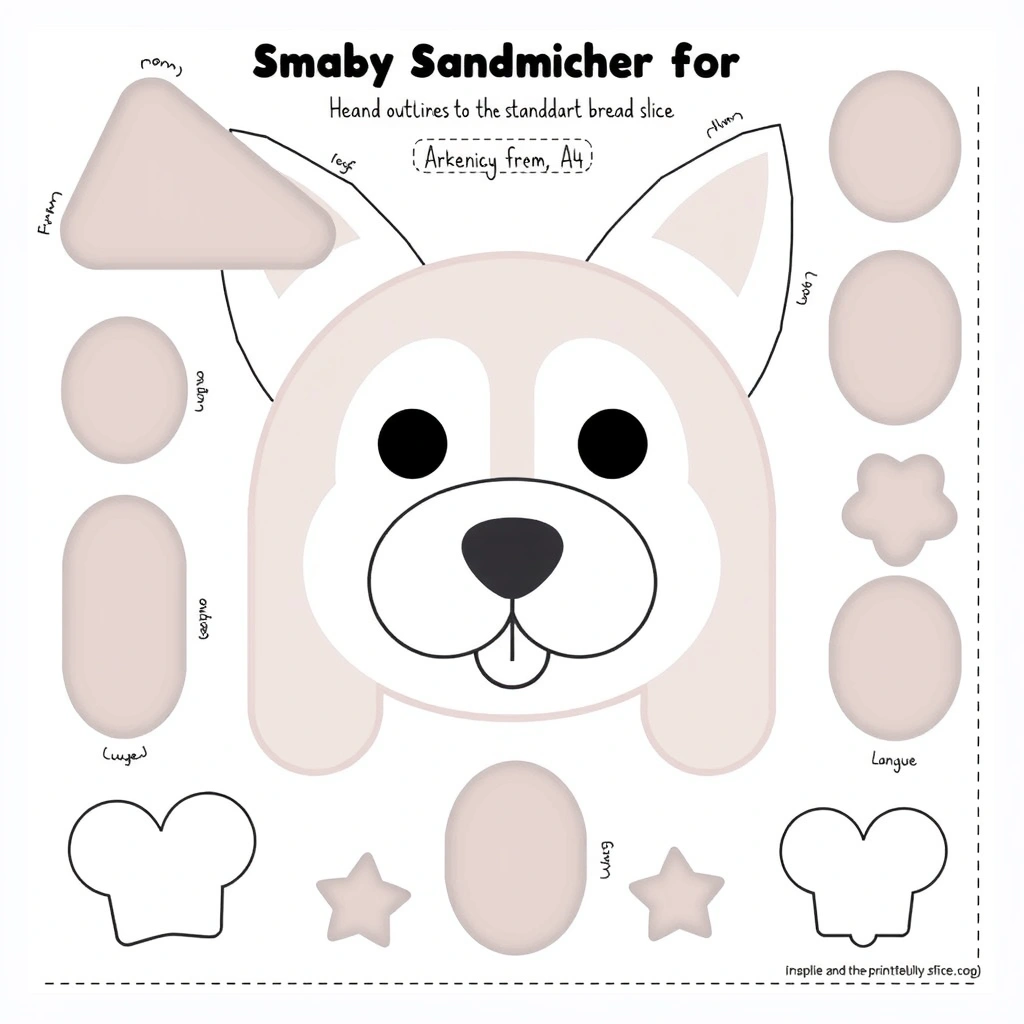 Szablon: Kształty do wycinania (głowa, uszy, oczy, nos, język) - Szablony - Dzień Kundelka