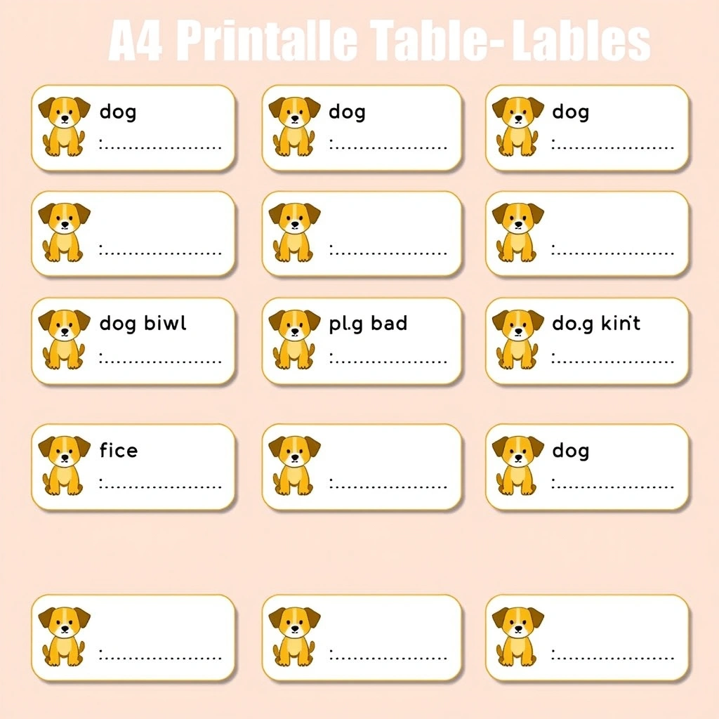 Szablon etykiet: Nazwy składników z ikoną psiaka - Szablony - Dzień Kundelka