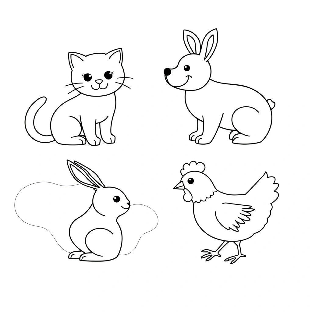 Kolorowanki — proste sylwetki zwierząt - Kolorowanki - Dzień Zwierząt