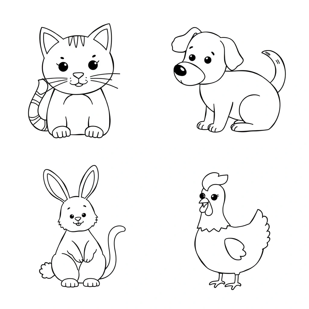 Kolorowanki — proste sylwetki zwierząt - Kolorowanki - Dzień Zwierząt