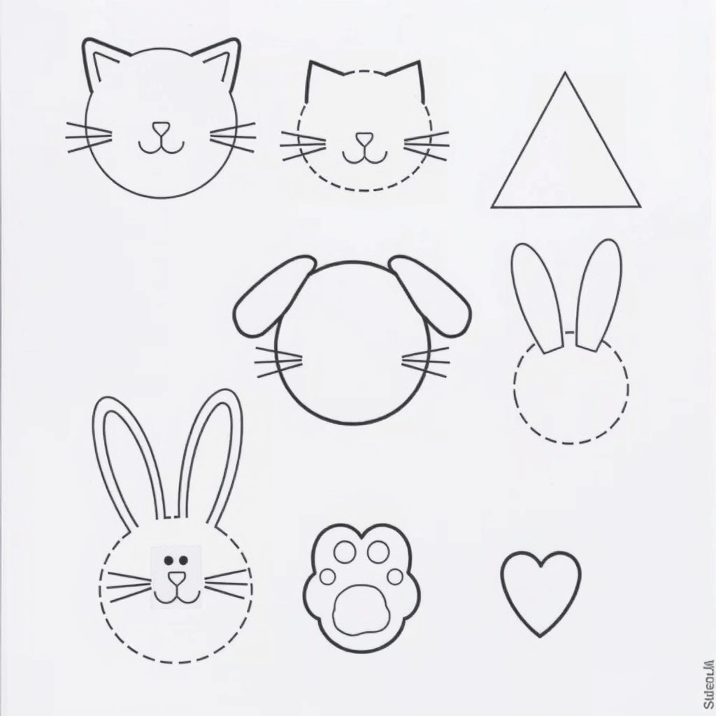 Szablony wycięć — głowy, uszy, łapki, ogony - Szablony - Dzień Zwierząt