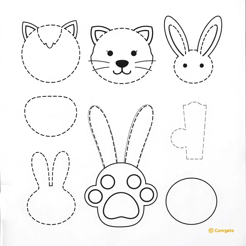 Szablony wycięć — głowy, uszy, łapki, ogony - Szablony - Dzień Zwierząt