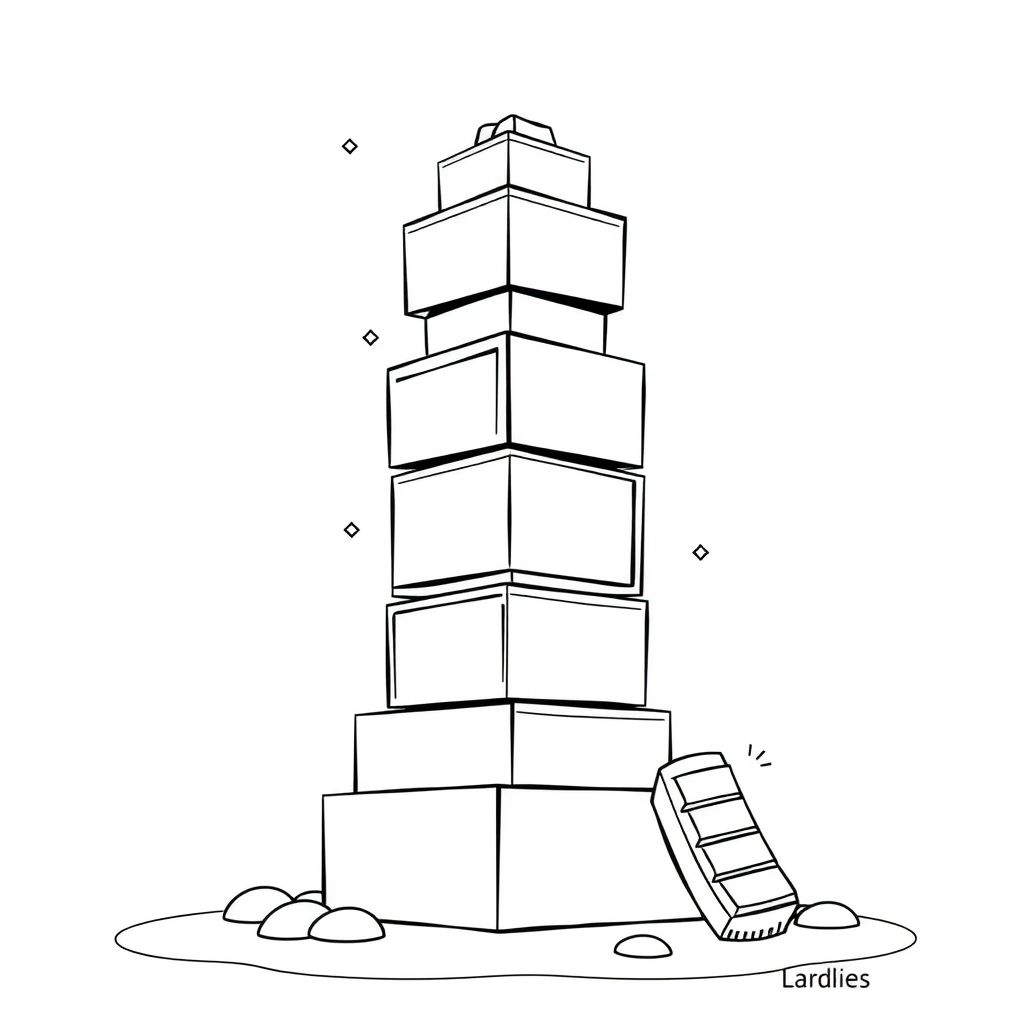 Kolorowanka — czekoladowa wieża - Kolorowanki - Dzień Czekolady (kwiecień)