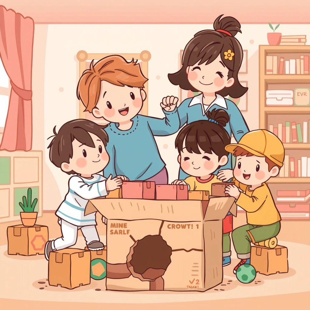 Dzieci budują szyb z pudełek — scena inspiracyjna - Materiały - Dzień Górnika - Barbórka