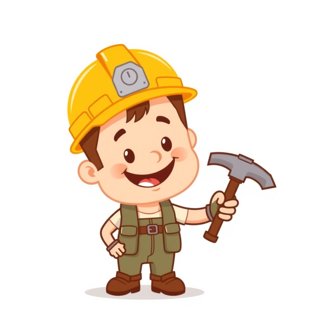 Górnik w kasku — obrazek do wprowadzenia - Materiały - Dzień Górnika - Barbórka