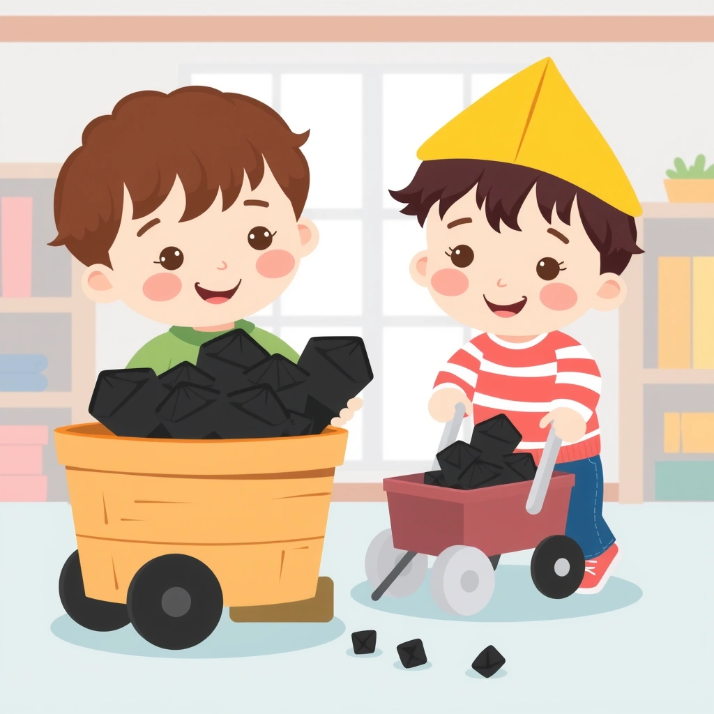 Zabawa w transport — przenoszenie węgla - Materiały - Dzień Górnika - Barbórka