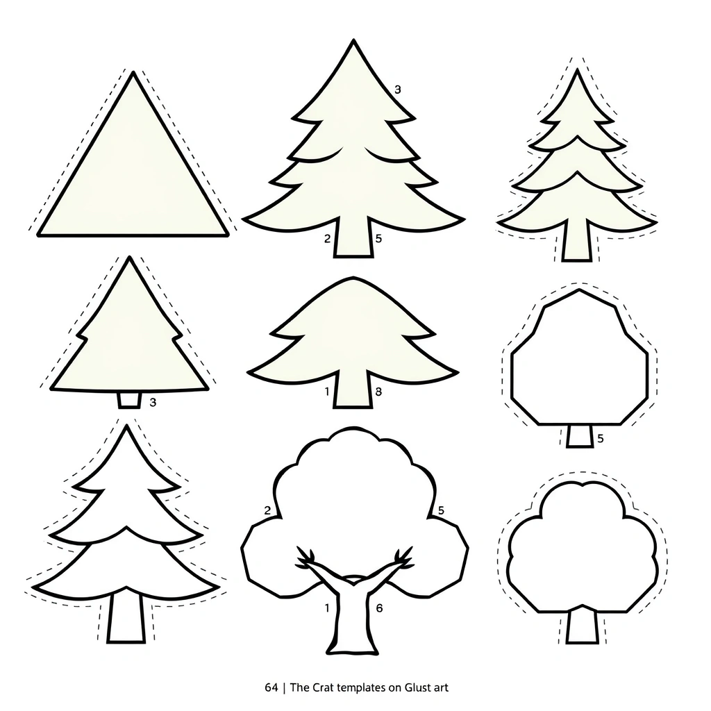 Szablony: Kartonowe drzewka - Szablony - Pierwszy Dzień Zimy