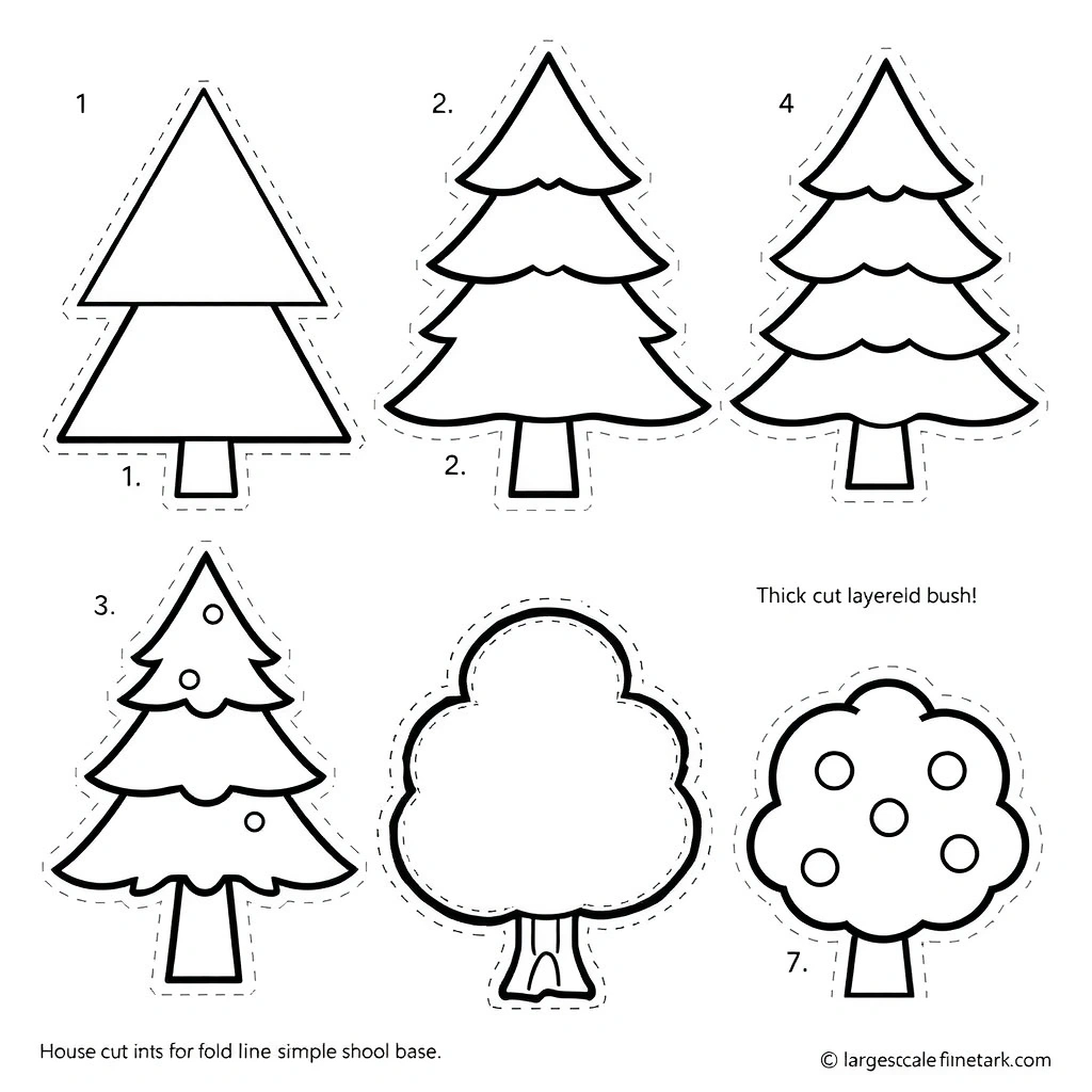 Szablony: Kartonowe drzewka - Szablony - Pierwszy Dzień Zimy