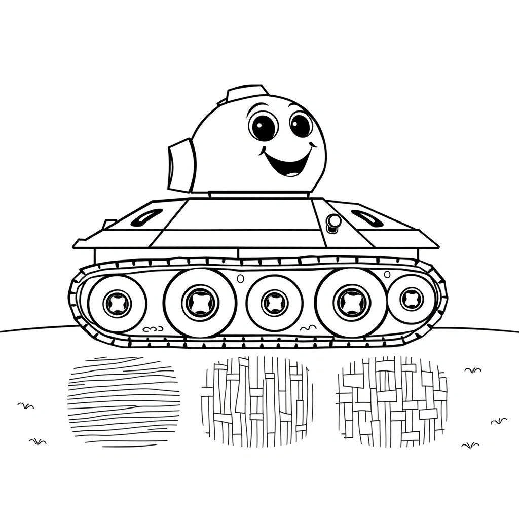 Kolorowanka: Czołg i trzy podłoża - Kolorowanki - Dzień Wojska Polskiego