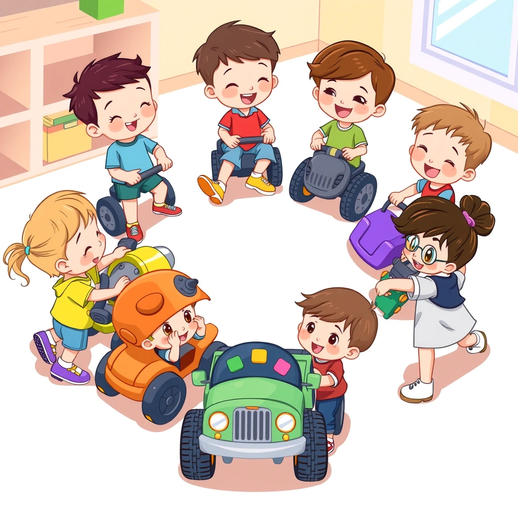 Obrazek: Dzieci naśladują jazdę pojazdu (ćwiczenie ruchowe) - Materiały - Dzień Wojska Polskiego