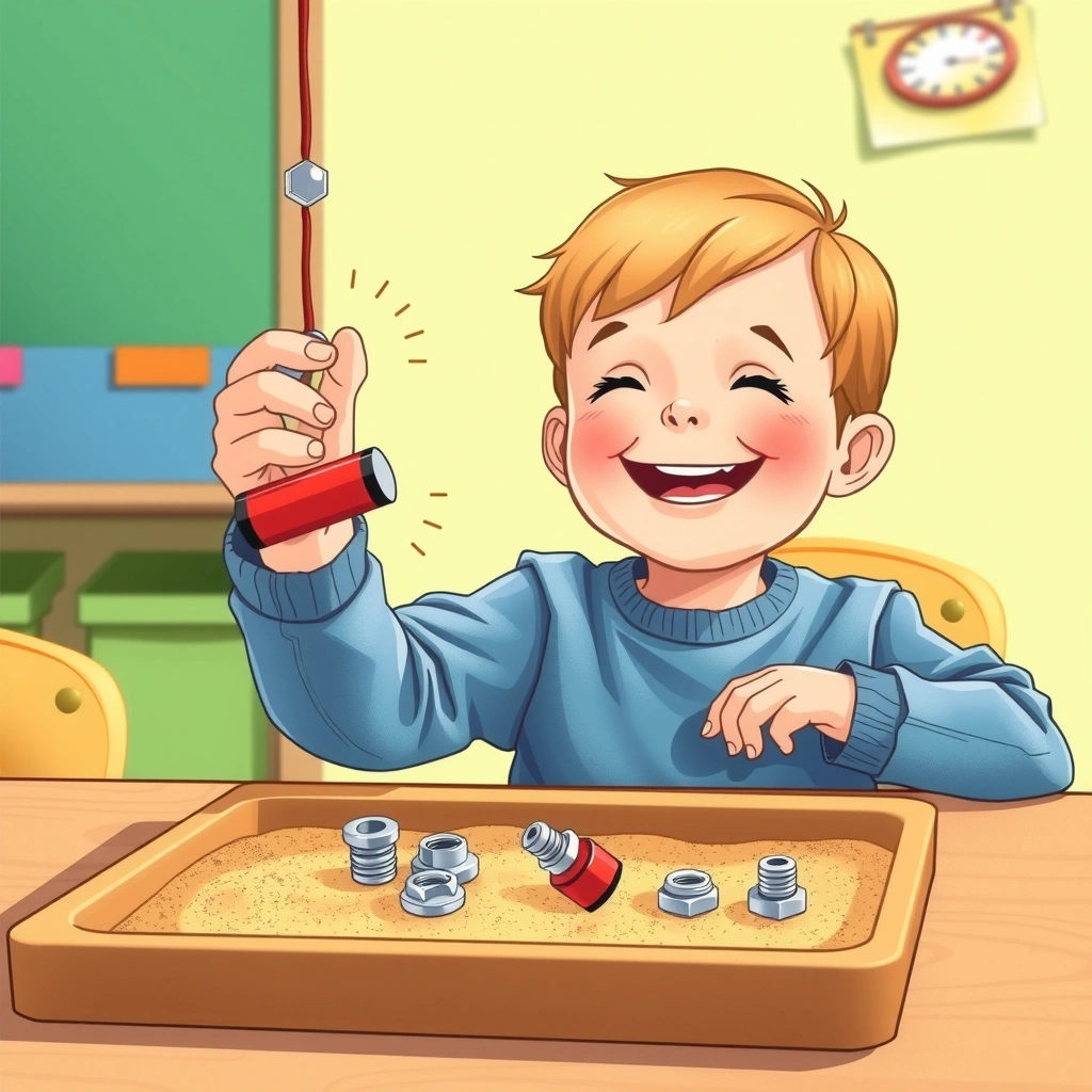 Ilustracja aktywności: poszukiwania rudy magnetem - Materiały - Dzień Górnika - Barbórka