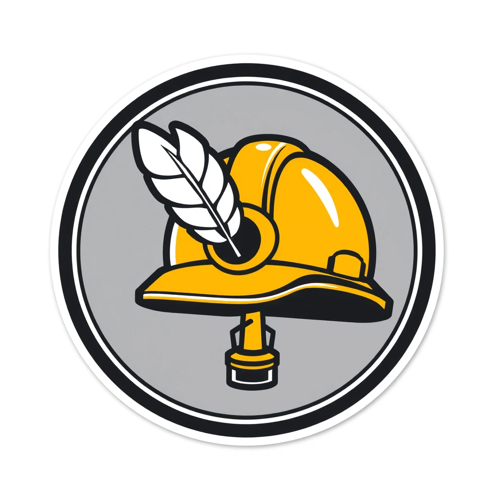 Naklejka / ikonka: symbol Barbórki — hełm z piórkiem - Szablony - Dzień Górnika - Barbórka