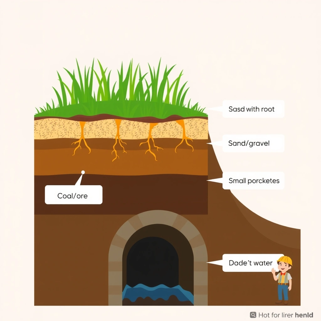 Schemat: przekrój ziemi — warstwy - Materiały - Dzień Górnika - Barbórka