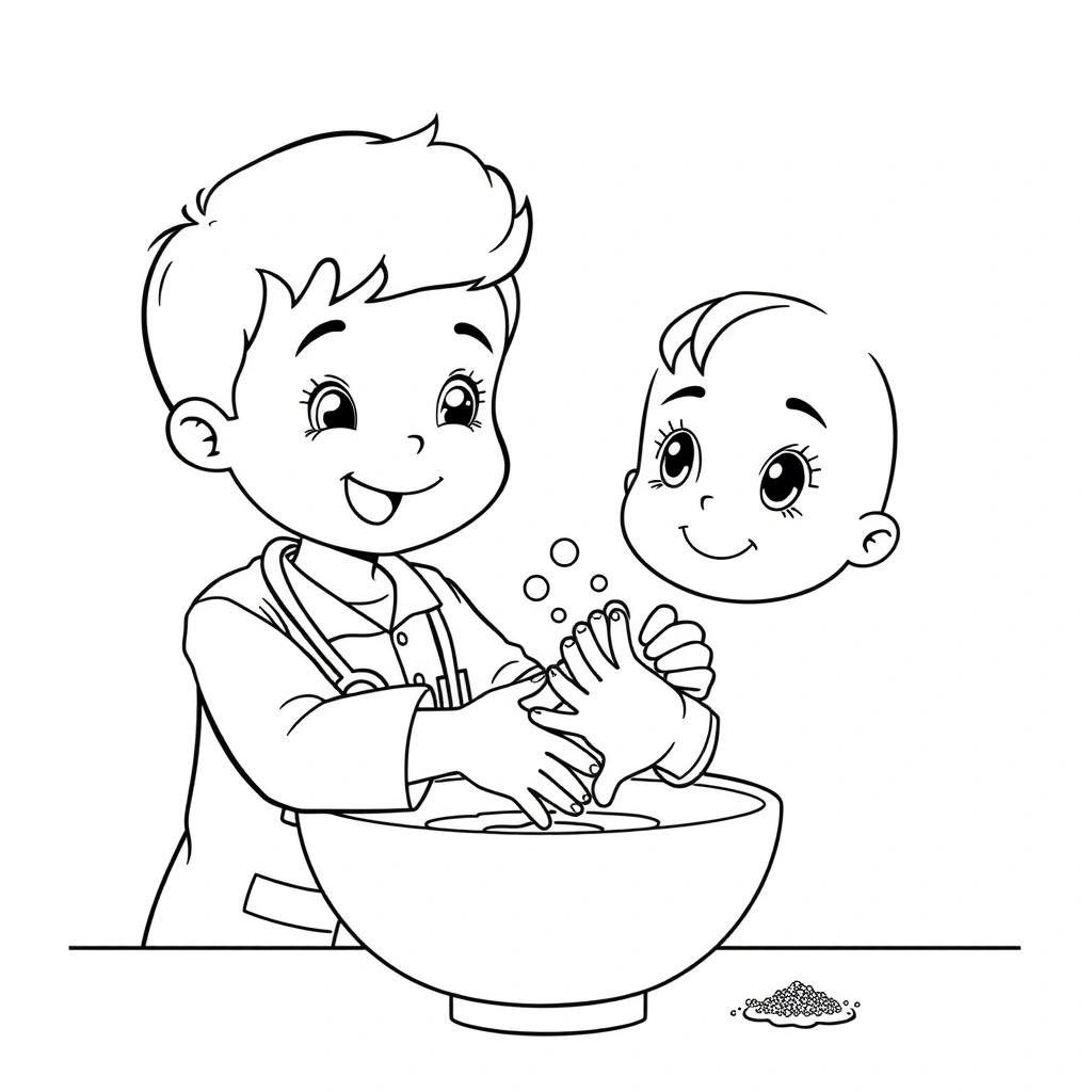 Kolorowanka — Myjemy ręce - Kolorowanki - Dzień Służby Zdrowia