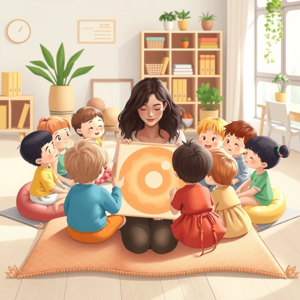 Scena: dzieci w kole na miękkich poduszkach - Materiały - Tłusty Czwartek