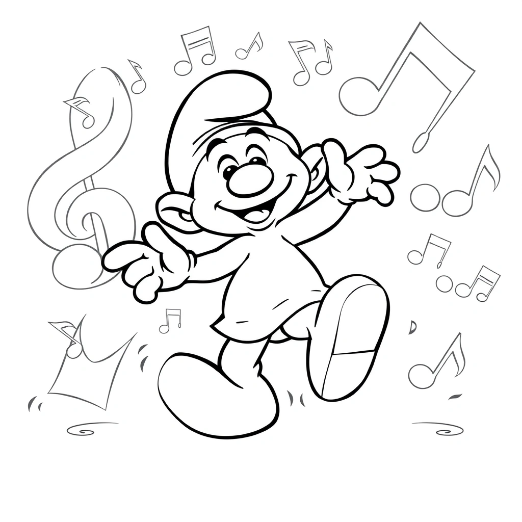 Kolorowanka: Smerfowy taniec - Kolorowanki - Dzień Smerfa